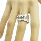 Black Onyx Penta African Silver Black Gemstone Mid weight Vintage Band Jewelry