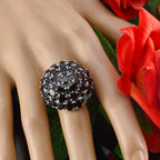 Black Onyx multiple French 92.5 Silver Black Gemstones Edgy Modern Ring Jewelry