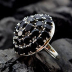 Black Onyx multiple French 92.5 Silver Black Gemstones Edgy Modern Ring Jewelry