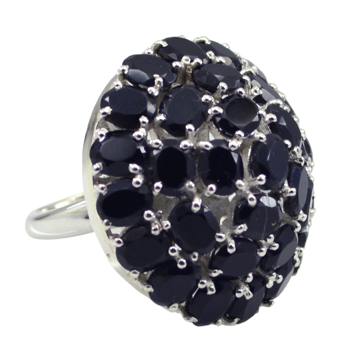 Black Onyx multiple French 92.5 Silver Black Gemstones Edgy Modern Ring Jewelry Главное изображение товара