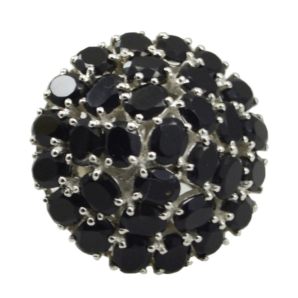 Black Onyx multiple French 92.5 Silver Black Gemstones Edgy Modern Ring Jewelry