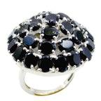 Black Onyx multiple French 92.5 Silver Black Gemstones Edgy Modern Ring Jewelry