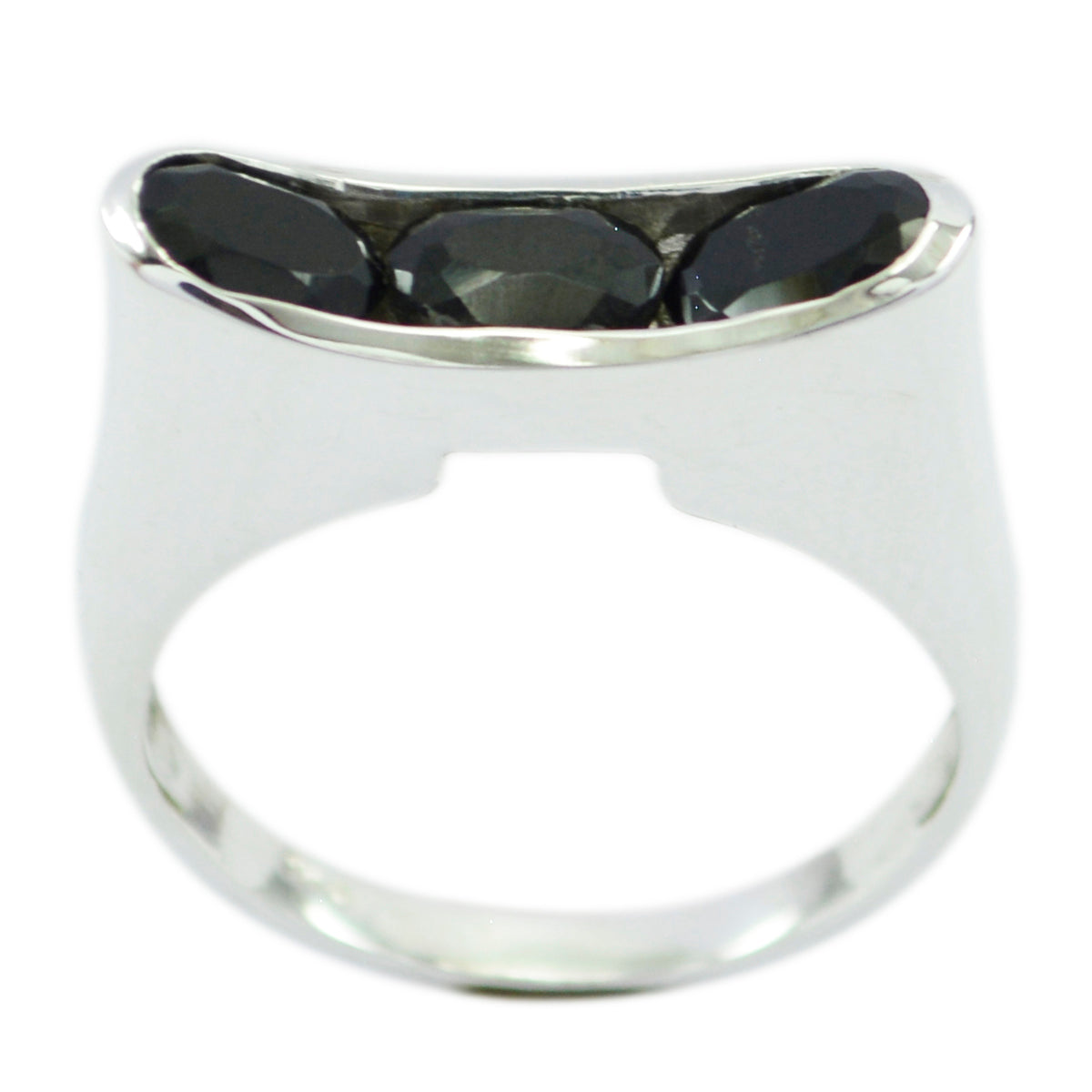 Black Onyx Trilogy Egyptian Silver Black Gemstones Tiny Love Ring Jewelry