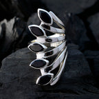 Black Onyx Penta Italian 92.5 Silver Black Gemstones Statement Traditional Ring Jewellery