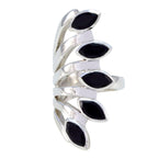 Black Onyx Penta Italian 92.5 Silver Black Gemstones Statement Traditional Ring Jewellery