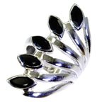 Black Onyx Penta Italian 92.5 Silver Black Gemstones Statement Traditional Ring Jewellery