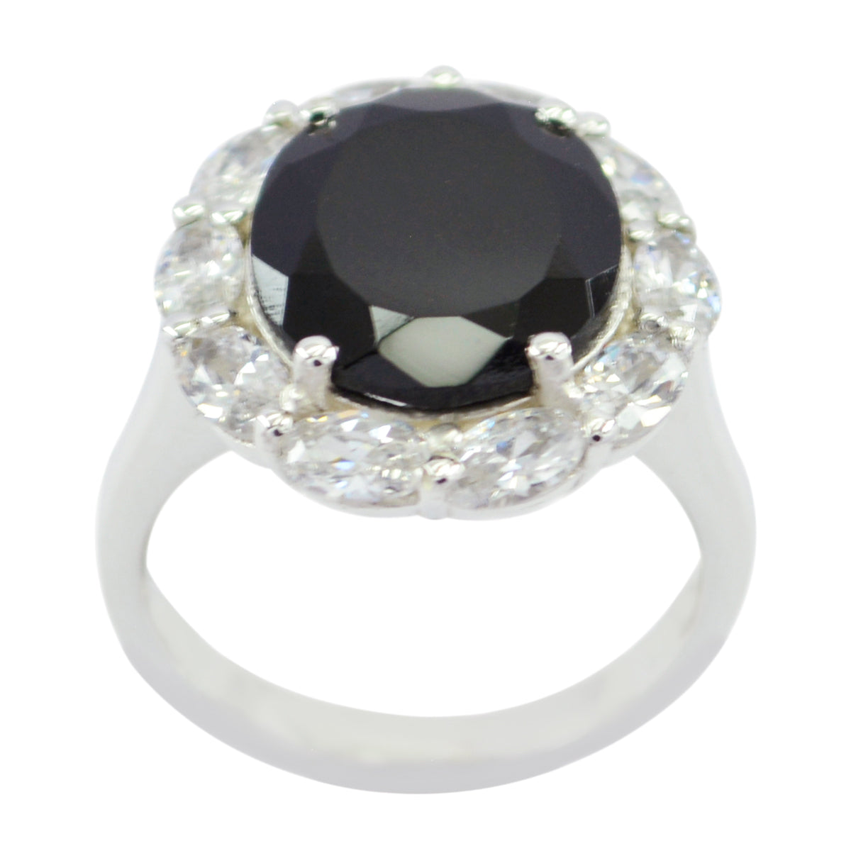 Black Onyx multiple French 925 Sterling Silver Black Gems Eye catching Trendy Ring Jewellery Huvudsaklig produktbild