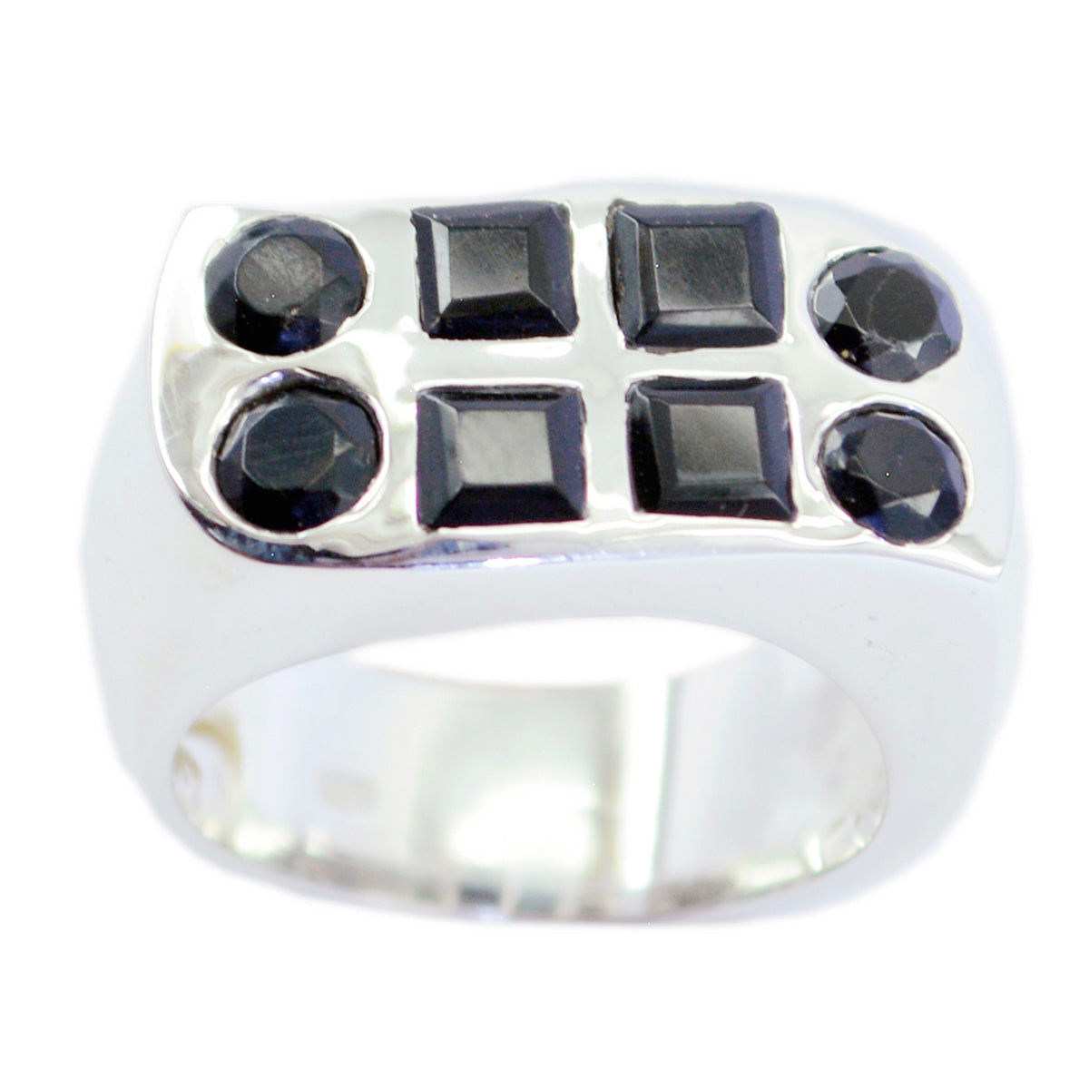 Schwarzer Onyx Okta Spanischer 925 Sterling Silber Schwarzer Edelstein Chunky Ethno Ring Schmuck Hauptbild