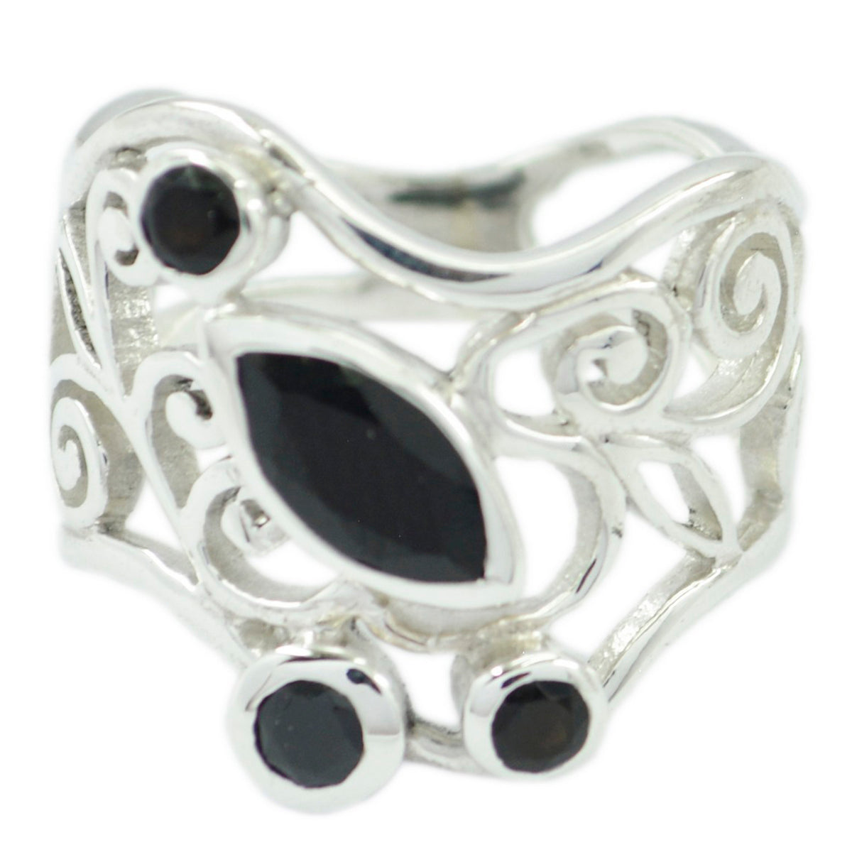 Black Onyx quarter Mexican Sterling Silver Black Gemstones Essential  Filigree Ring Jewelry