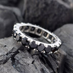Black Onyx multiple Japanese Sterling Silver Black Gemstones Dainty Eternity Band Jewellery
