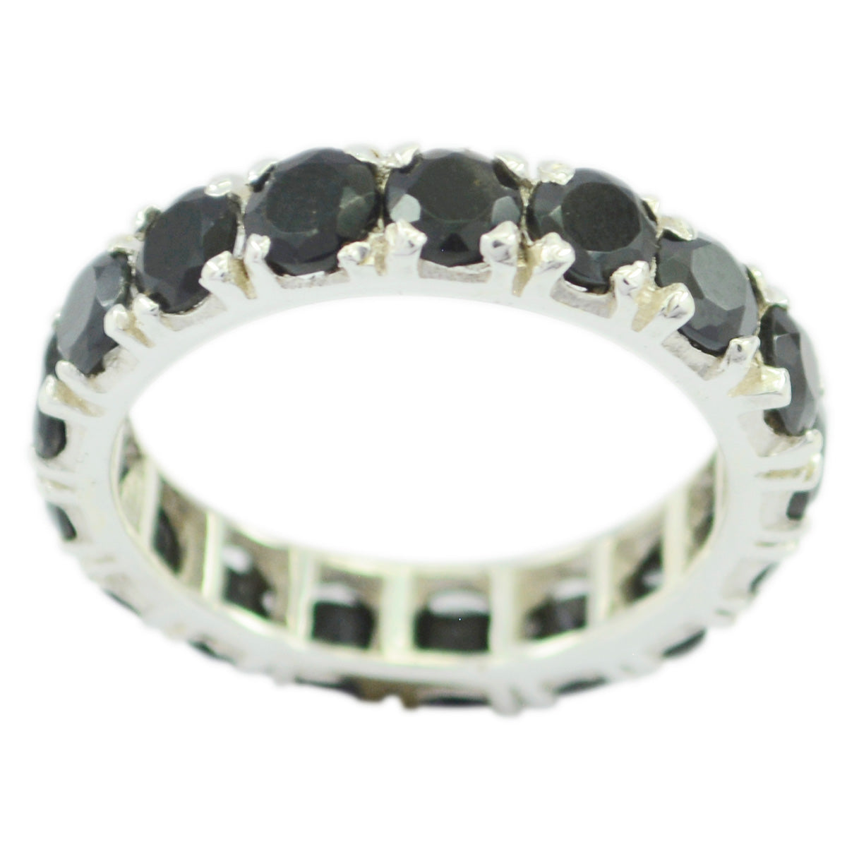 Black Onyx multiple Japanese Sterling Silver Black Gemstones Dainty Eternity Band Jewellery Hoofdafbeelding