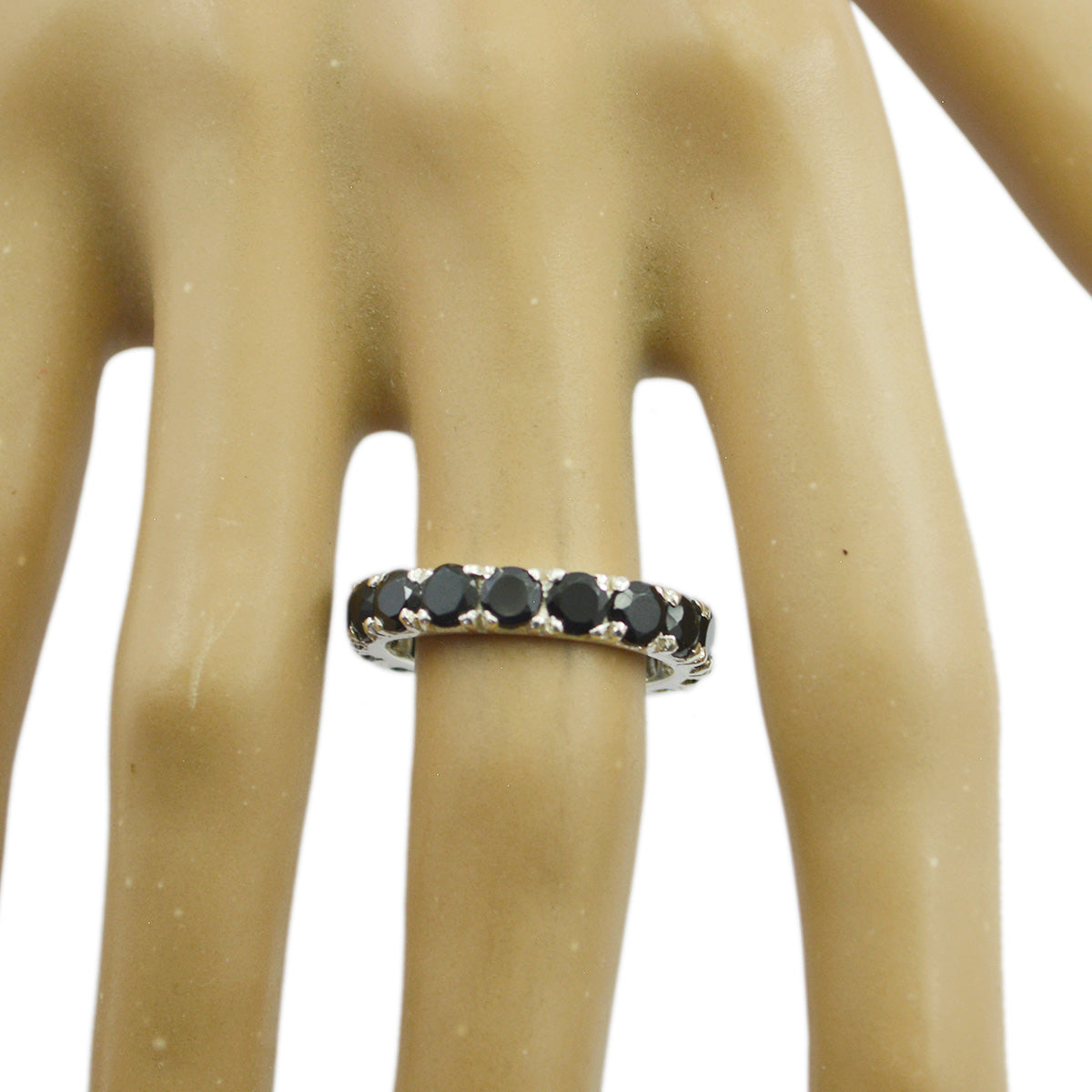 Black Onyx multiple Japanese Sterling Silver Black Gemstones Dainty Eternity Band Jewellery