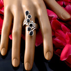 Black Onyx Hexa Russian Sterling Silver Black Gemstone Versatile Modern Ring Jewellery