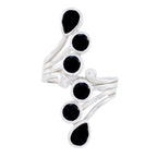 Black Onyx Hexa Russian Sterling Silver Black Gemstone Versatile Modern Ring Jewellery