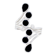 Black Onyx Hexa Russian Sterling Silver Black Gemstone Versatile Modern Ring Jewellery