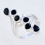 Black Onyx Hexa Russian Sterling Silver Black Gemstone Versatile Modern Ring Jewellery