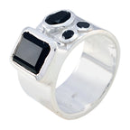 Black Onyx quarter French Sterling Silver Black Gems Edgy Abstract Band Jewelry