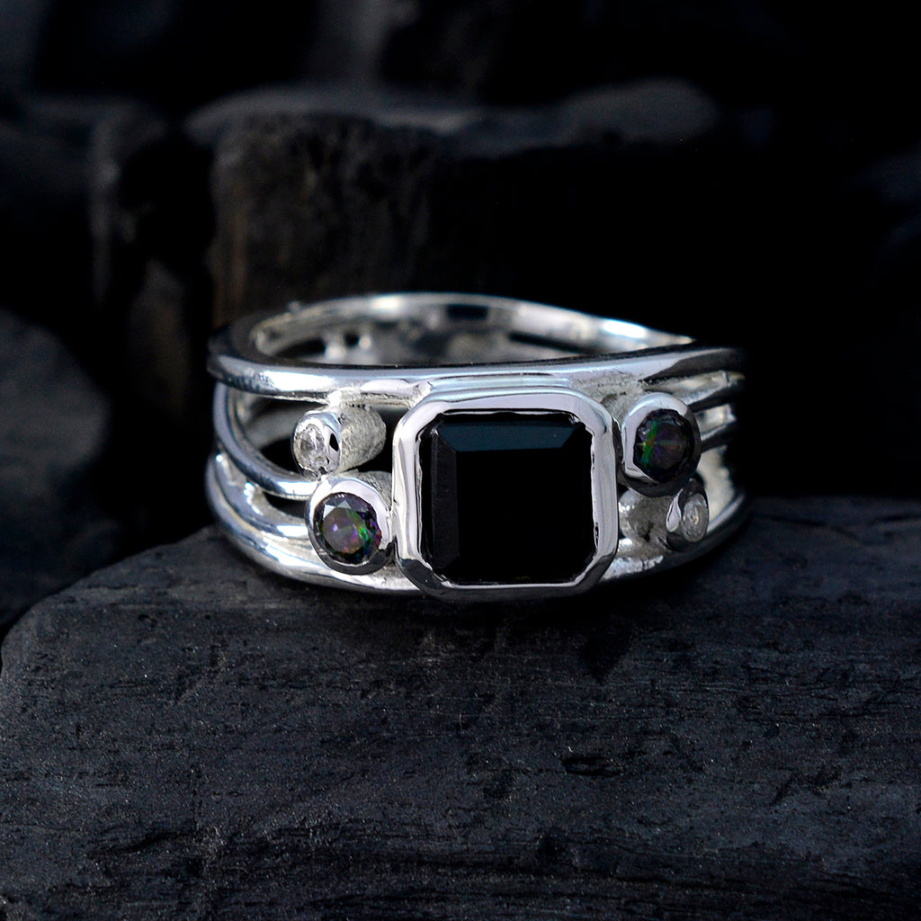 Black Onyx Penta Egyptian 92.5 Silver Black Gemstones Minimal Contemporary Ring Jewelry