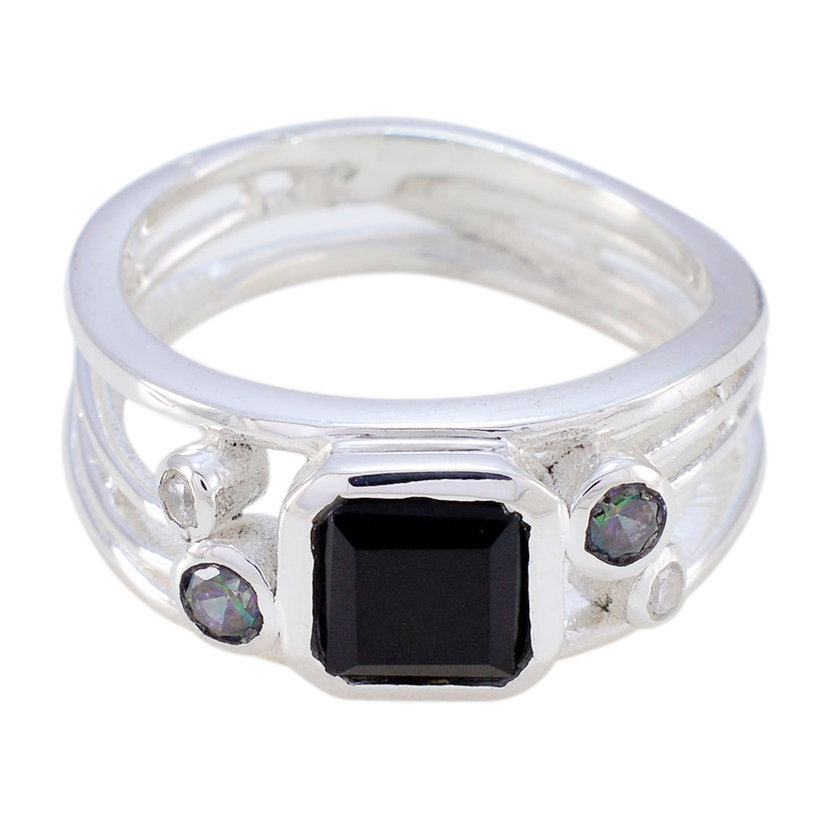 Black Onyx Penta Egyptian 92.5 Silver Black Gemstones Minimal Contemporary Ring Jewelry