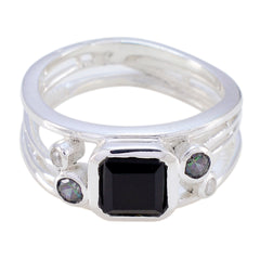 Black Onyx Penta Egyptian 92.5 Silver Black Gemstones Minimal Contemporary Ring Jewelry