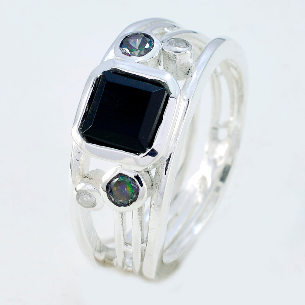 Black Onyx Penta Egyptian 92.5 Silver Black Gemstones Minimal Contemporary Ring Jewelry
