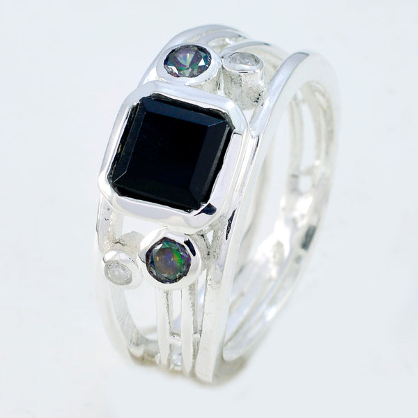 Black Onyx Penta Egyptian 92.5 Silver Black Gemstones Minimal Contemporary Ring Jewelry