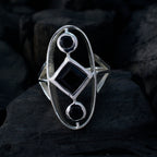 Black Onyx Trilogy French 925 Silver Black Gemstone Slim Feminine Ring Jewelry