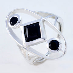Black Onyx Trilogy French 925 Silver Black Gemstone Slim Feminine Ring Jewelry