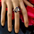 Black Onyx Trilogy German 925 Sterling Silver Black Gemstones Tiny Romantic Ring Jewelry