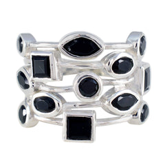 Black Onyx multiple Moroccan Silver Black Gemstones Eye catching Modern Ring Jewelry