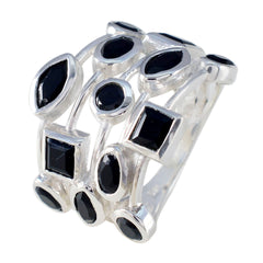Black Onyx multiple Moroccan Silver Black Gemstones Eye catching Modern Ring Jewelry