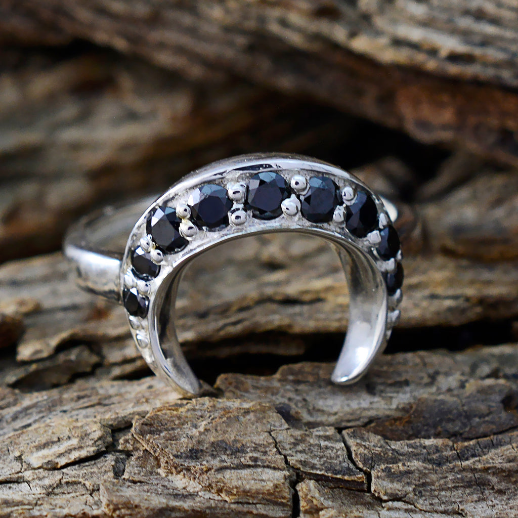 Black Onyx multiple American 925 Silver Black Gems Whisper thin Trendy Ring Jewellery