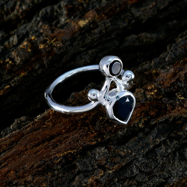 Black Onyx Toi et Moi German 925 Silver Black Gemstone Tiny Boho Ring Jewelry