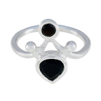 Black Onyx Toi et Moi German 925 Silver Black Gemstone Tiny Boho Ring Jewelry
