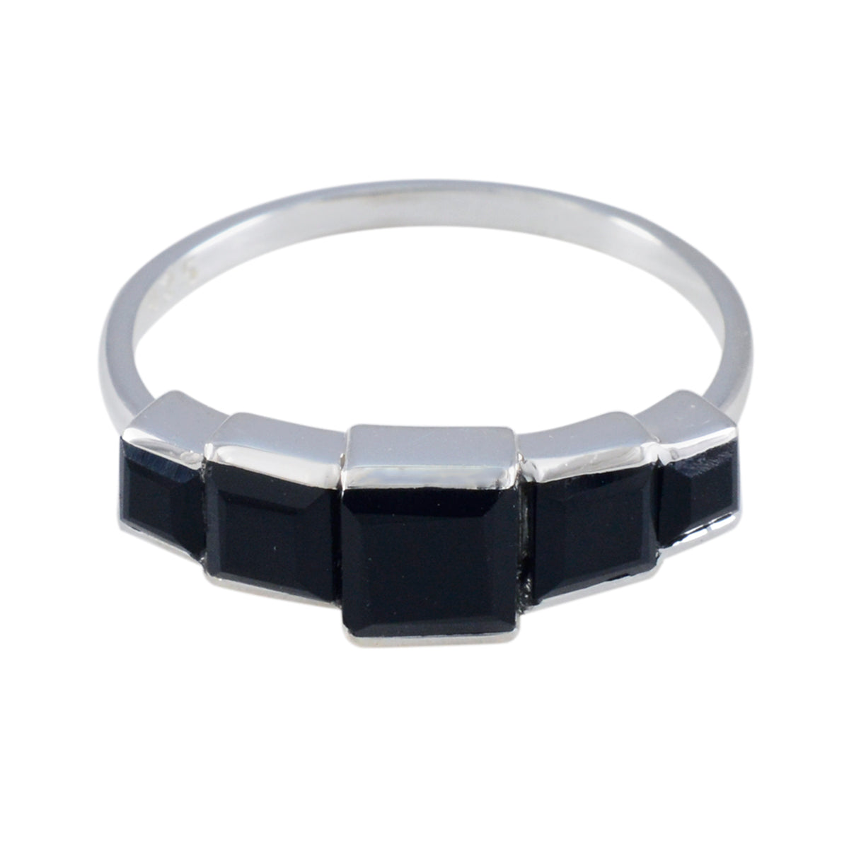 Black Onyx Penta American 925 Silver Black Gems Delicate Glamorous Ring Jewelry Immagine principale del prodotto