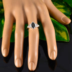 Black Onyx Trilogy American 92.5 Silver Black Gems Whisper thin Graceful Ring Jewellery