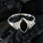 Black Onyx Trilogy American 92.5 Silver Black Gems Whisper thin Graceful Ring Jewellery