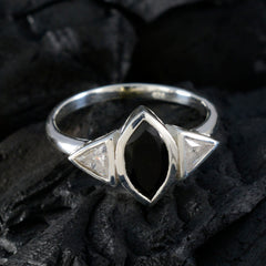 Black Onyx Trilogy American 92.5 Silver Black Gems Whisper thin Graceful Ring Jewellery