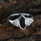 Black Onyx Trilogy American 92.5 Silver Black Gems Whisper thin Graceful Ring Jewellery