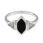 Black Onyx Trilogy American 92.5 Silver Black Gems Whisper thin Graceful Ring Jewellery