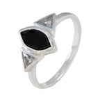 Black Onyx Trilogy American 92.5 Silver Black Gems Whisper thin Graceful Ring Jewellery