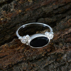 Black Onyx Trilogy American Sterling Silver Black Gemstones Whisper thin Trendy Ring Jewelry