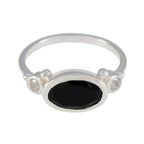 Black Onyx Trilogy American Sterling Silver Black Gemstones Whisper thin Trendy Ring Jewelry