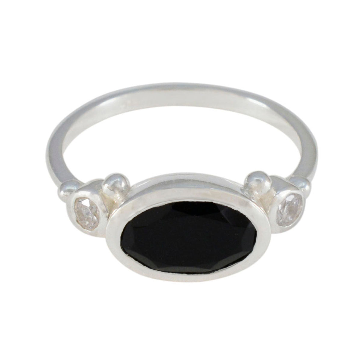 Black Onyx Trilogy American Sterling Silver Black Gemstones Whisper thin Trendy Ring Jewelry