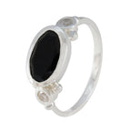 Black Onyx Trilogy American Sterling Silver Black Gemstones Whisper thin Trendy Ring Jewelry