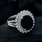 Black Onyx Halo Egyptian Sterling Silver Black Gems Classic Signet Ring Jewellery