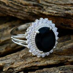 Black Onyx Halo Egyptian Sterling Silver Black Gems Classic Signet Ring Jewellery