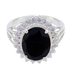Black Onyx Halo Egyptian Sterling Silver Black Gems Classic Signet Ring Jewellery