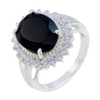 Black Onyx Halo Egyptian Sterling Silver Black Gems Classic Signet Ring Jewellery