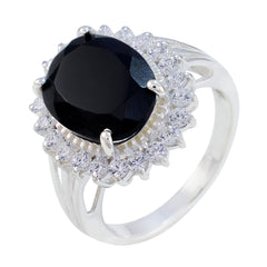 Black Onyx Halo Egyptian Sterling Silver Black Gems Classic Signet Ring Jewellery